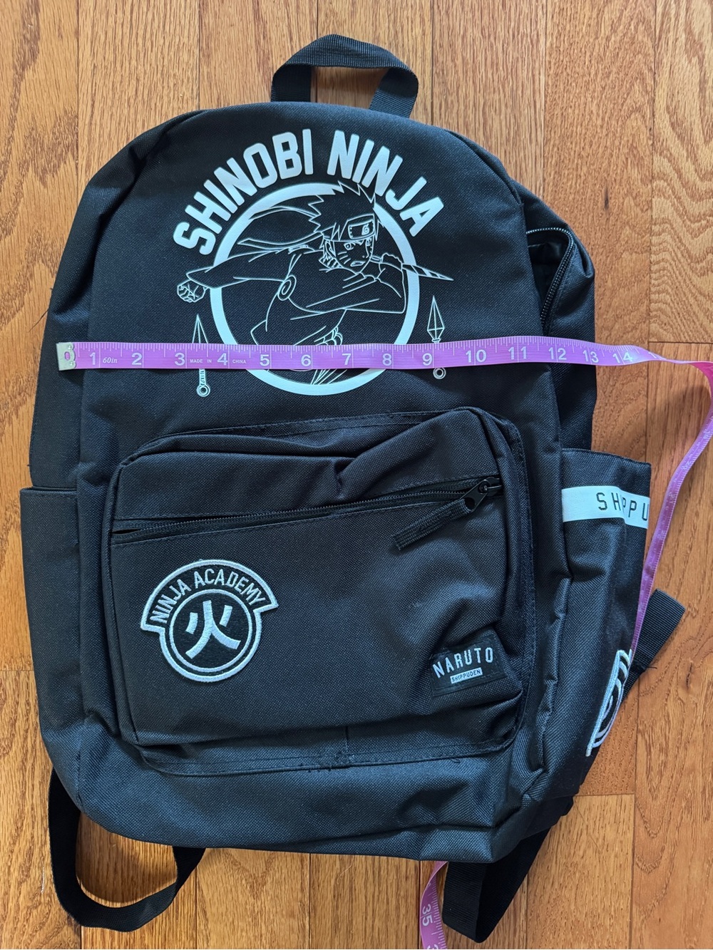 Naruto Collection Shinobi Ninja Black Backpack with White Graphics